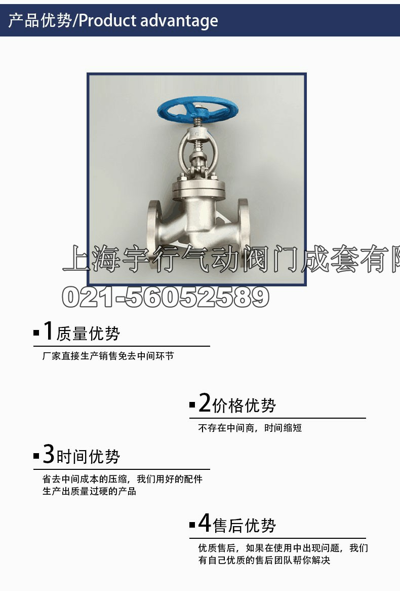 自产自销不锈钢304法兰式手动截止阀J41W重型大体 316材质等(图2)