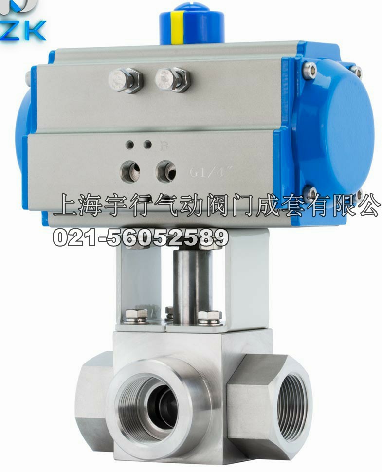 MDZK-AT-Q614/5 F/N-320P气动耐高压丝口扣水务不锈钢三通球阀(图1)