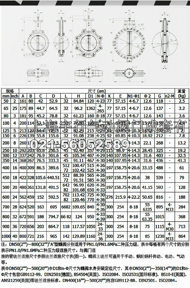 气动蝶阀全304体蝶阀四氟衬胶阀门DN50 dn65 80100 125 150 200(图10)