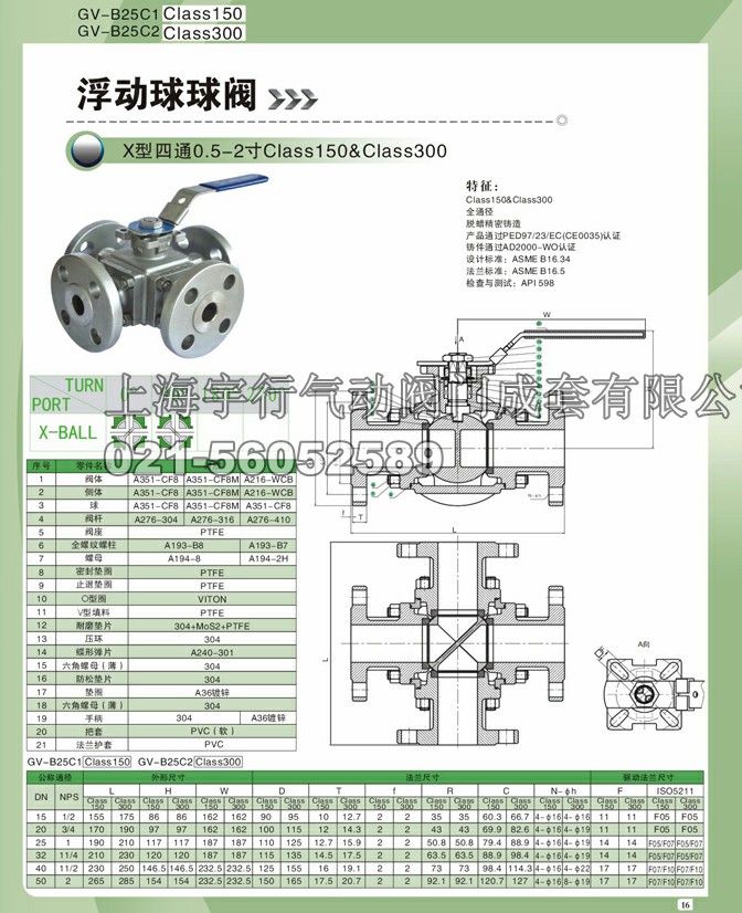 美标高平台四通球阀X型四通0.5-2寸(图1)