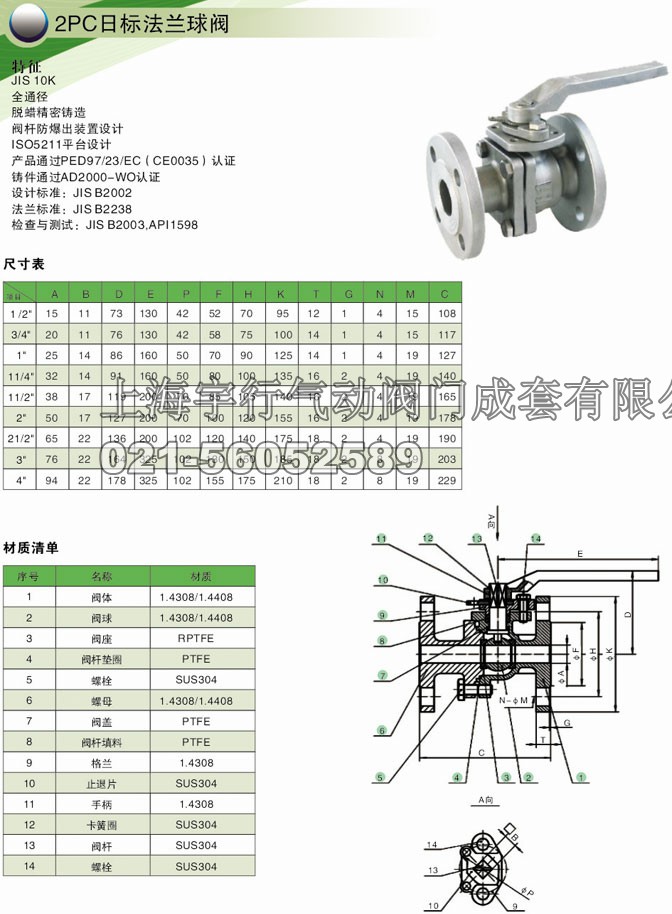 2PC低平台日标法兰球阀(图1) 2PC低平台日标法兰球阀(图1)