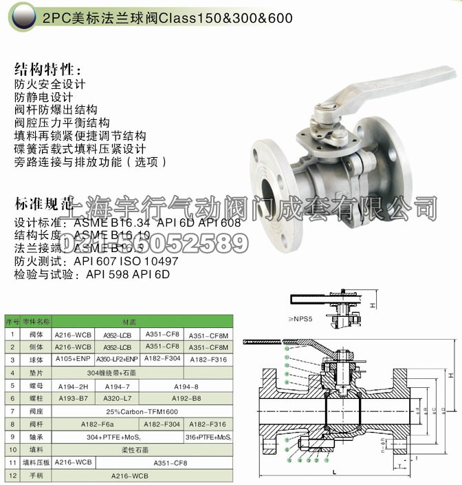 2PC美标地平台法兰球阀 class150&300&600(图1) 2PC美标地平台法兰球阀 class150&300&600(图1)