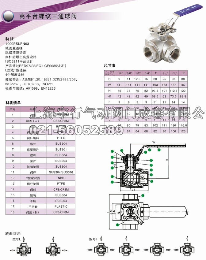高平台螺纹三通球阀Q14F(图1) 高平台螺纹三通球阀Q14F(图1)