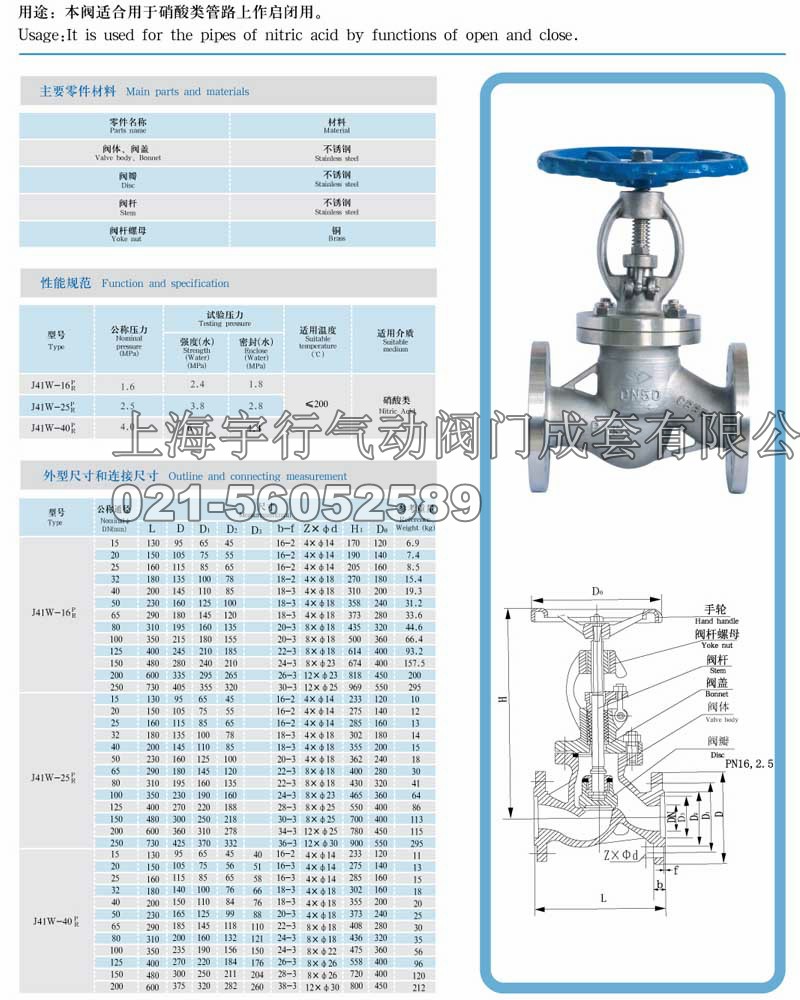 J41W-16(P/R)/25/40不锈钢截止阀(图1)
