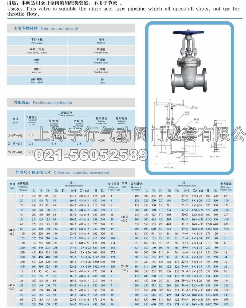 Z41W-16(P/R)/25/40不锈钢闸阀(图1)