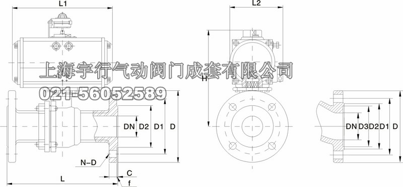 Q641F-16P气动球阀(图1) Q641F-16P气动球阀(图1)