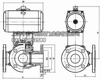 气动三通单作用球阀Q645F-16C(图1) 气动三通单作用球阀Q645F-16C(图1)