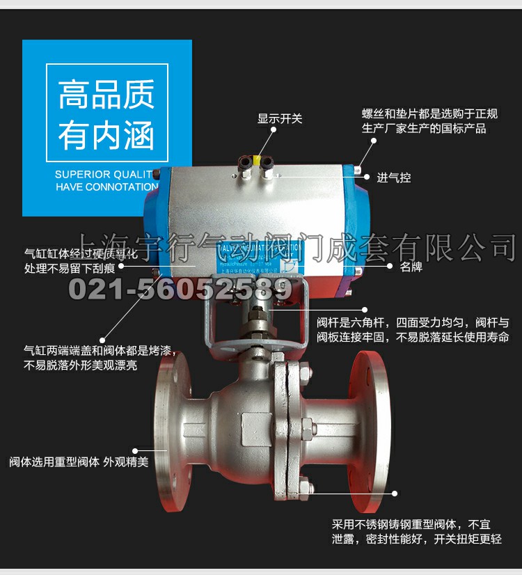 GT气动不锈钢球阀Q641F(图2)